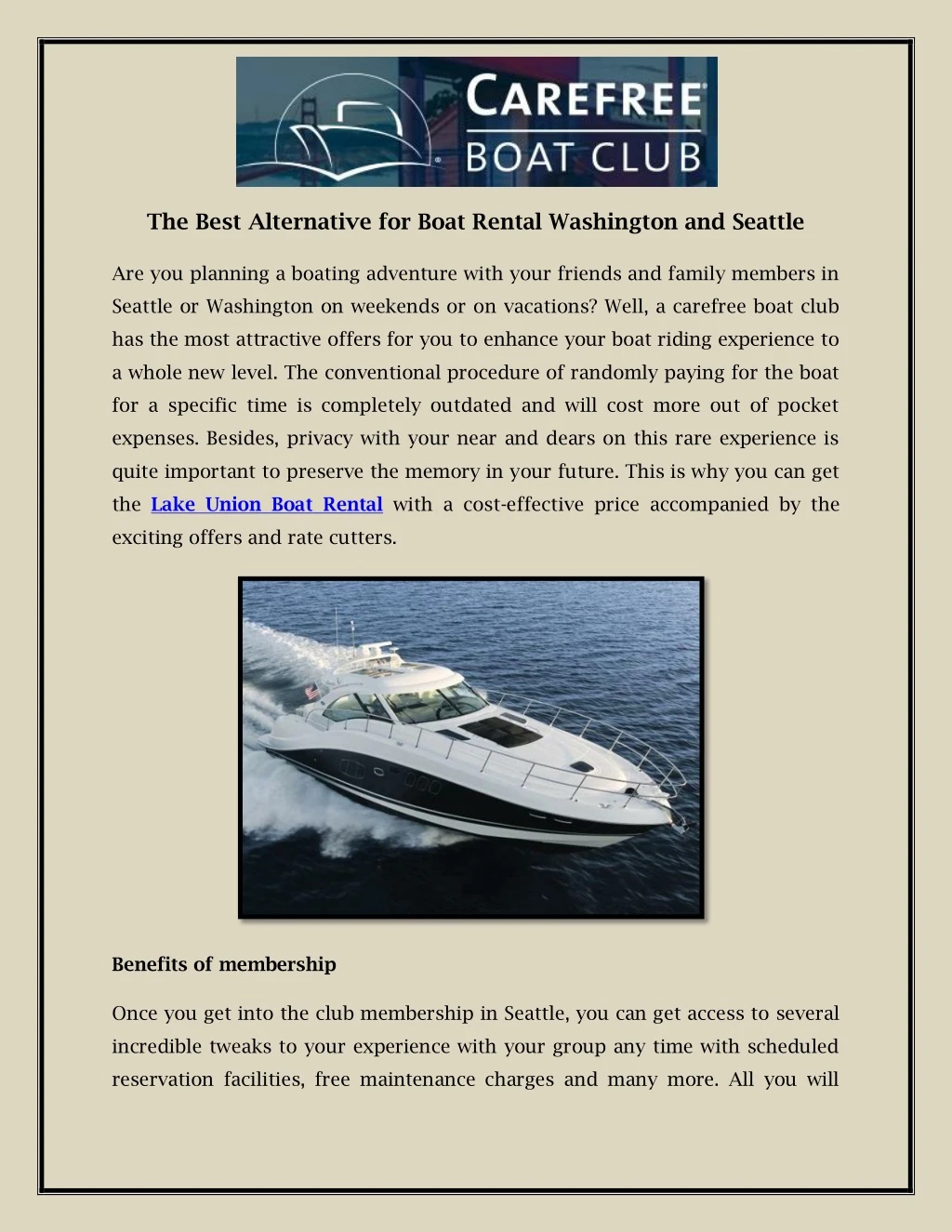 the best alternative for boat rental washington