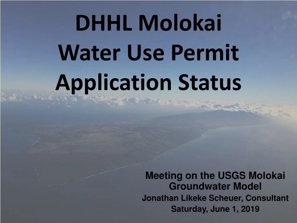 dhhl molokai water use permit application status