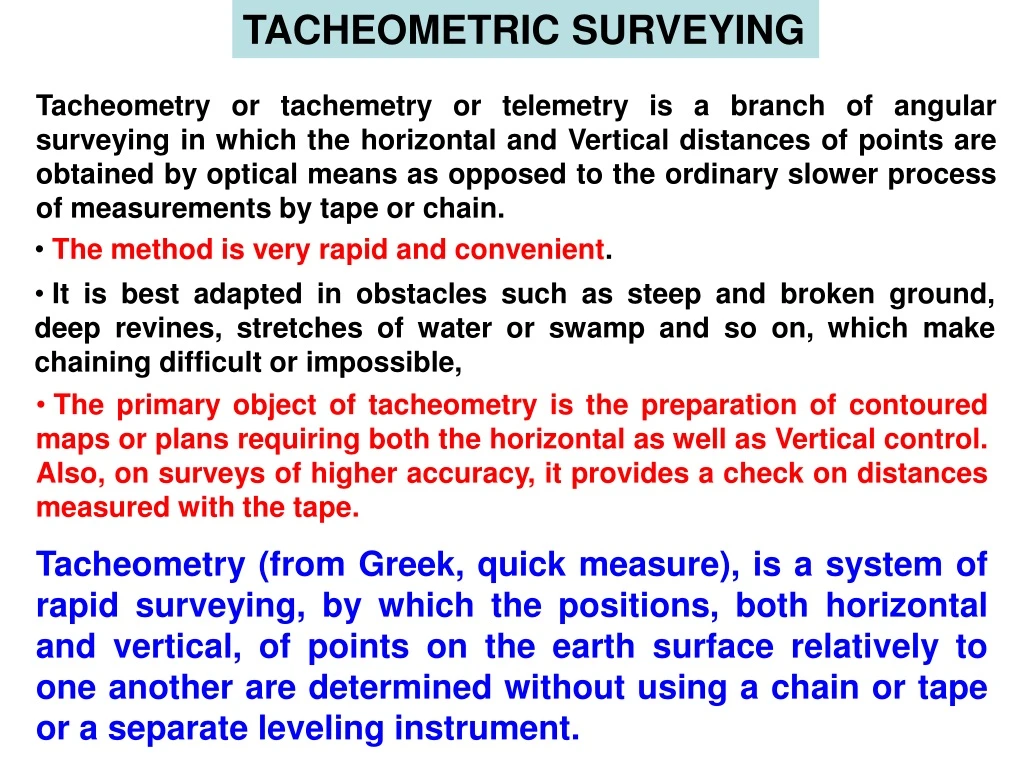 tacheometric surveying