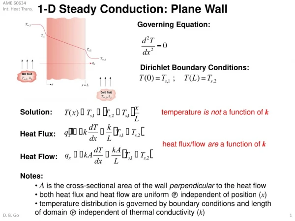 1-D Steady Conduction: Plane Wall