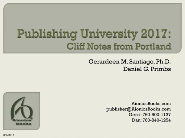 Publishing University 2017: Cliff Notes from Portland
