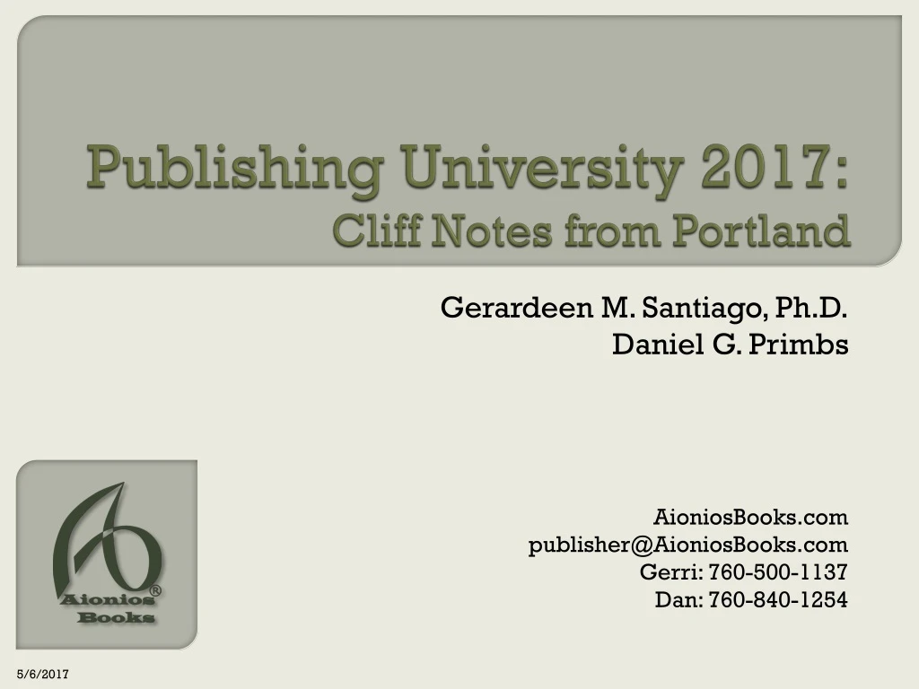 publishing university 2017 cliff notes from portland