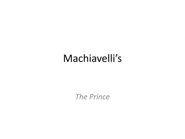 Machiavelli’s