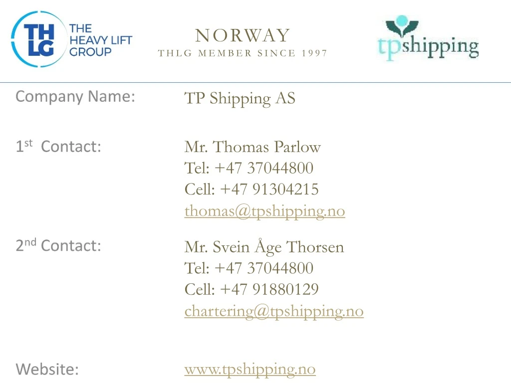 norway thlg member since 1997