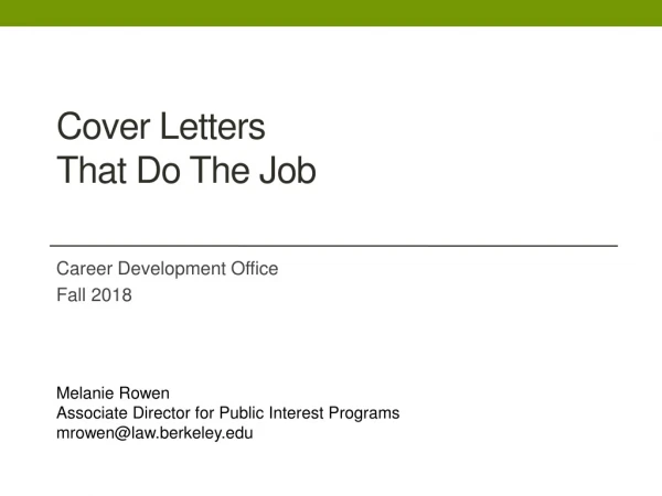 Cover Letters That Do The Job