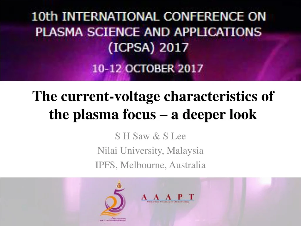 the current voltage characteristics of the plasma focus a deeper look