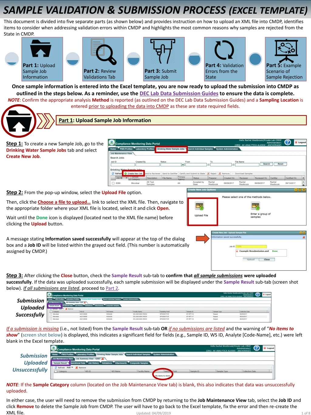 sample validation submission process excel