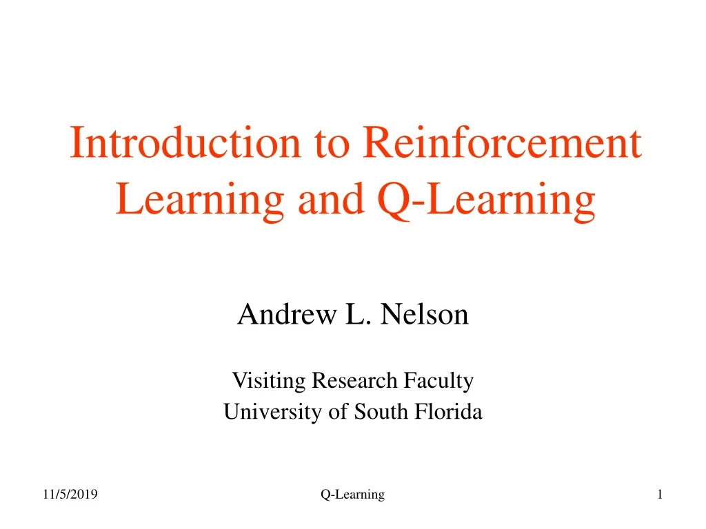 introduction to reinforcement learning and q learning