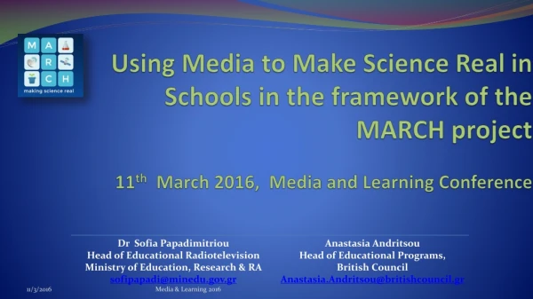 The Make science Real in sCHools (MARCH) network