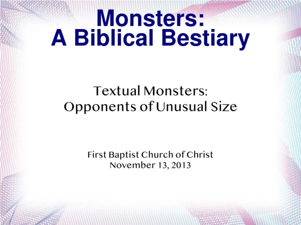 Monsters: A Biblical Bestiary