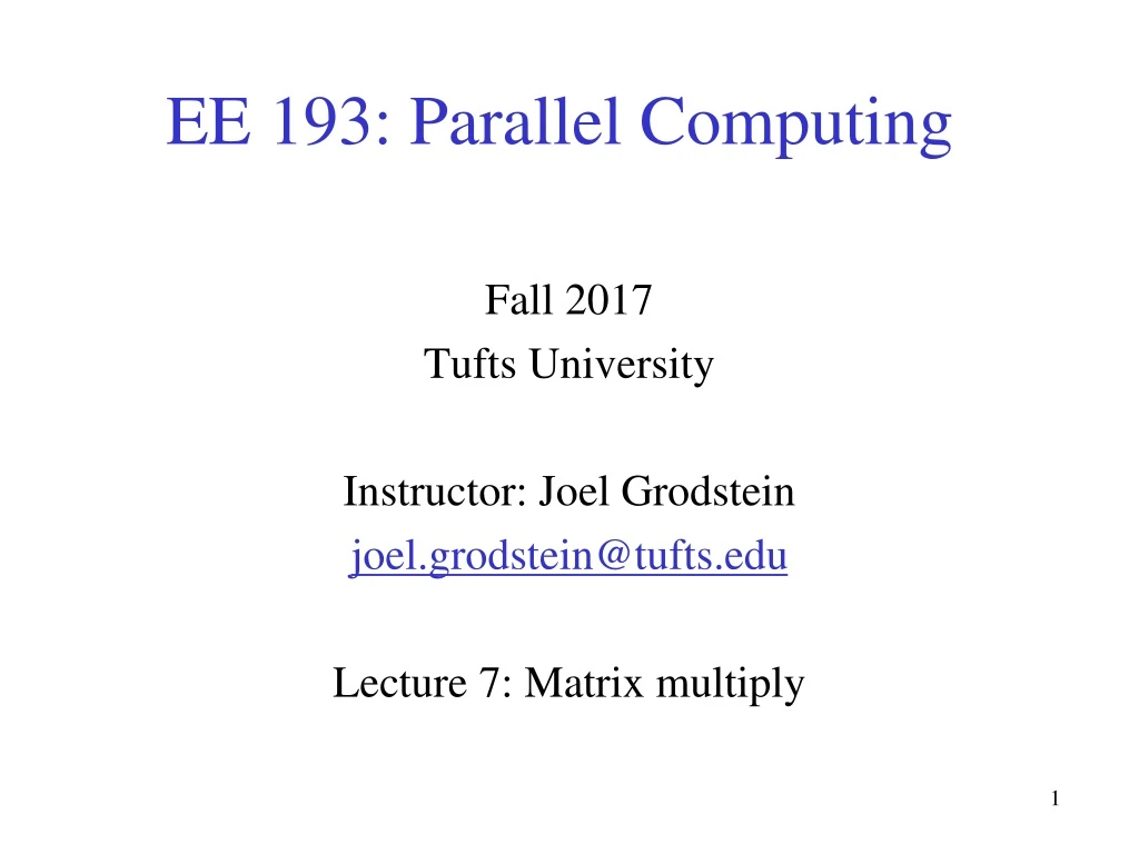 ee 193 parallel computing