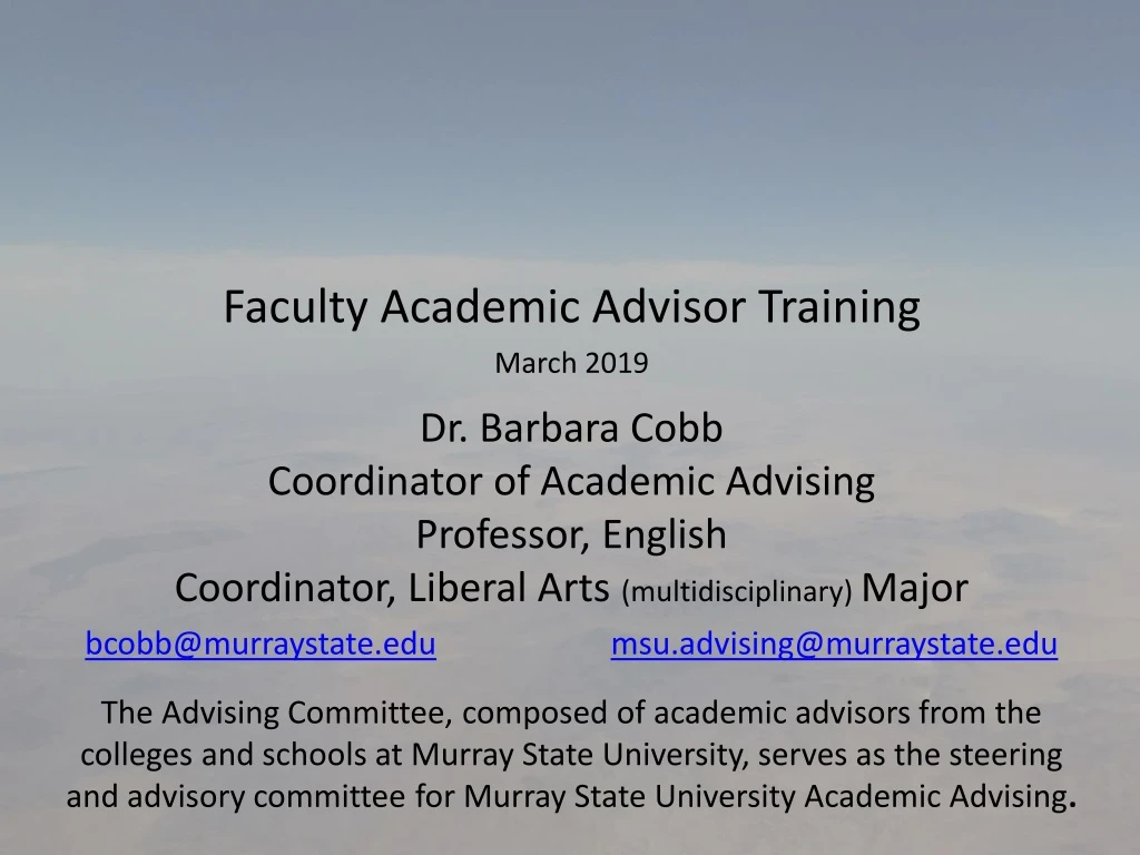 faculty academic advisor training march 2019