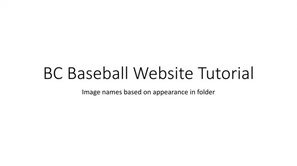 BC Baseball Website Tutorial