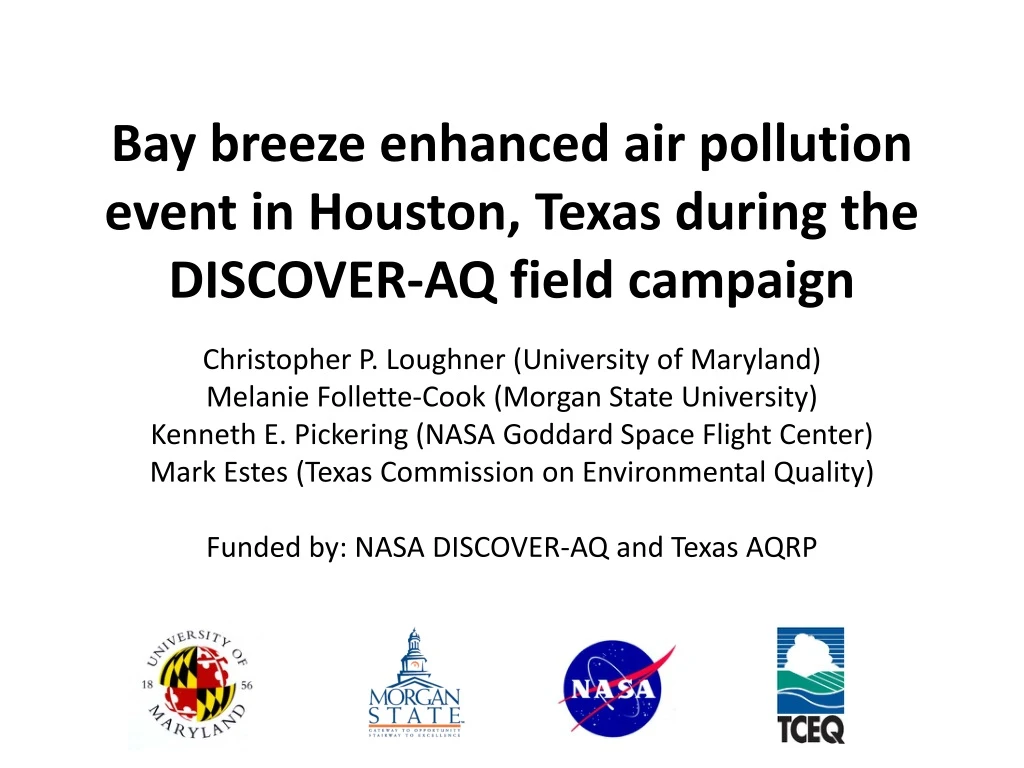 bay breeze enhanced air pollution event in houston texas during the discover aq field campaign