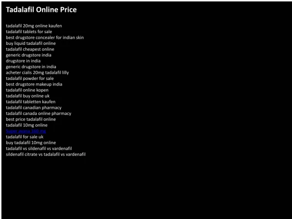 Tadalafil Online Price
