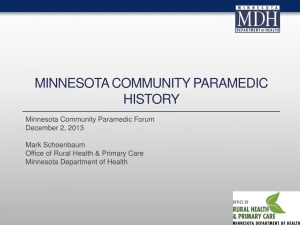 Minnesota community paramedic history