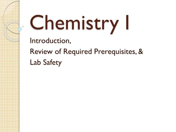 Chemistry I