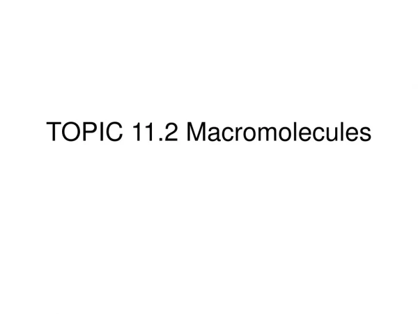 TOPIC 11.2 Macromolecules