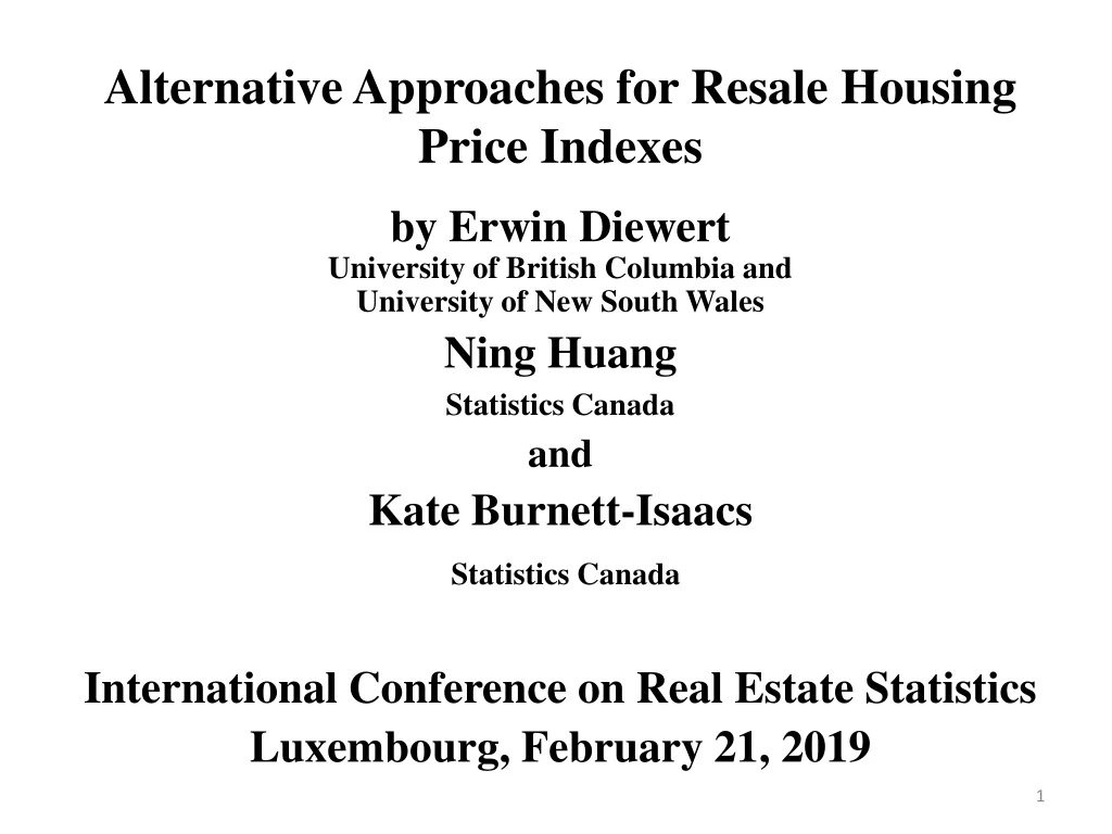 alternative approaches for resale housing price indexes