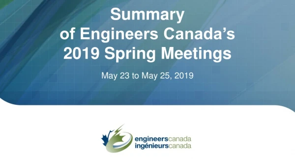Summary of Engineers Canada’s 2019 Spring Meetings