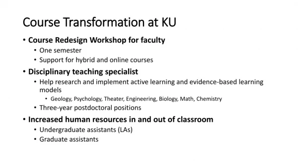 Course Transformation at KU