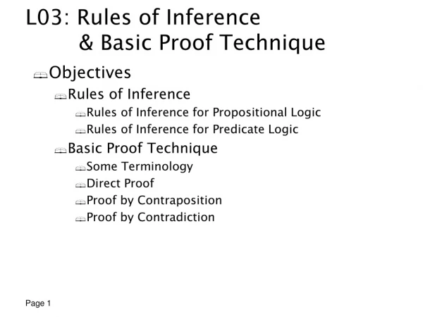 L03: Rules of Inference &amp; Basic Proof Technique