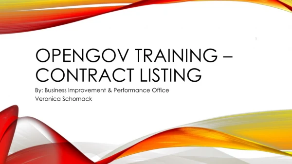 OpenGov Training – Contract Listing