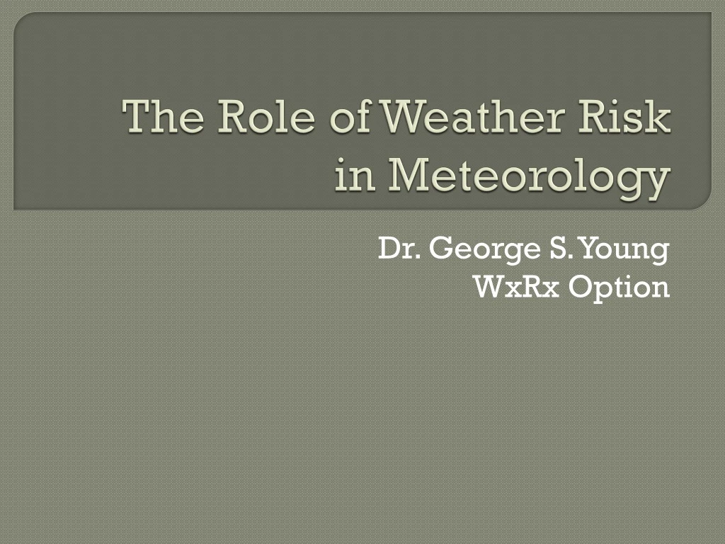 the role of weather risk in meteorology