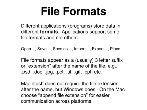 File Formats