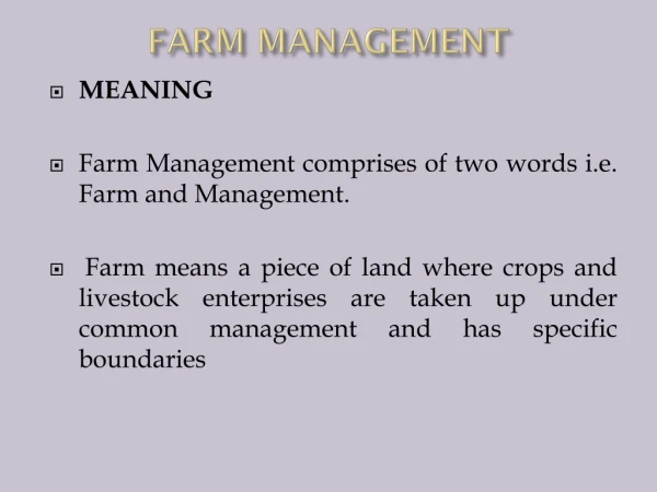 FARM MANAGEMENT