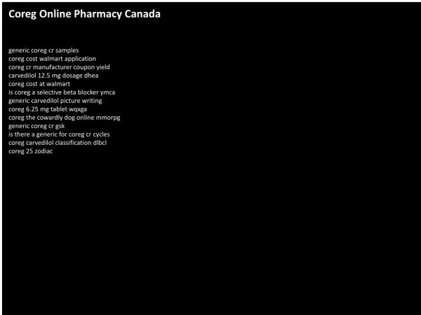 Coreg Online Pharmacy Canada