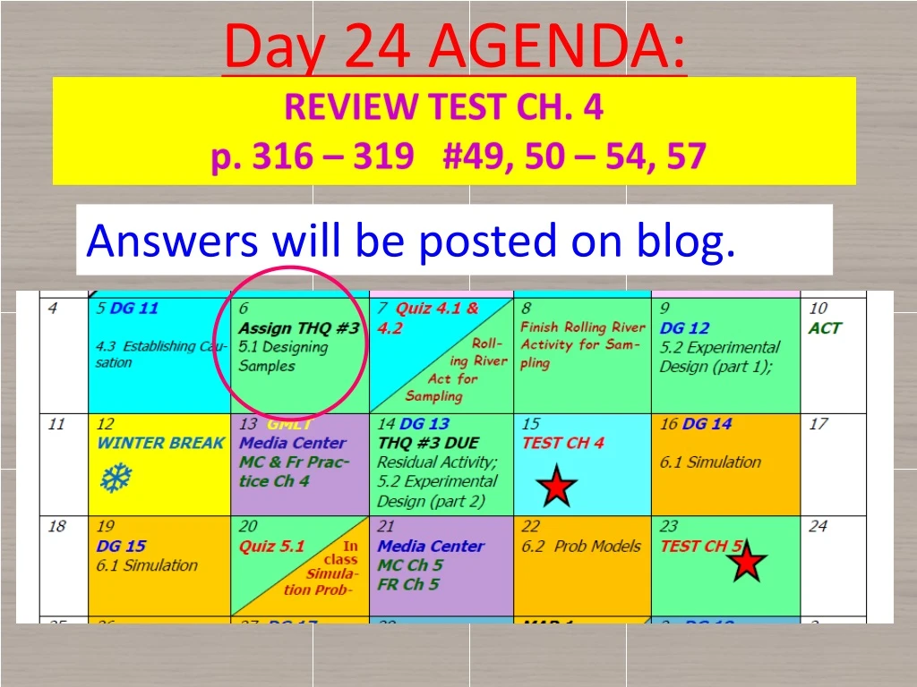 day 24 agenda