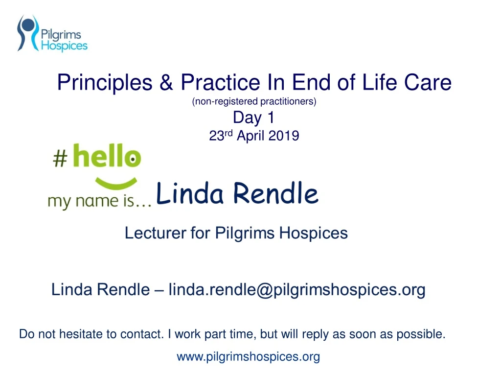 principles practice in end of life care non registered practitioners d ay 1 23 rd april 2019