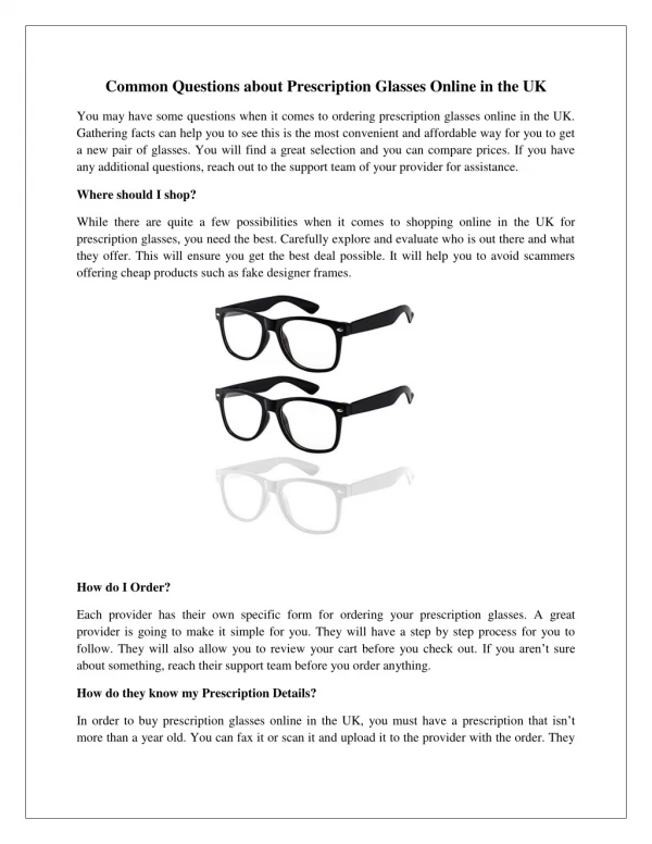 Common Questions about Prescription Glasses Online in the UK