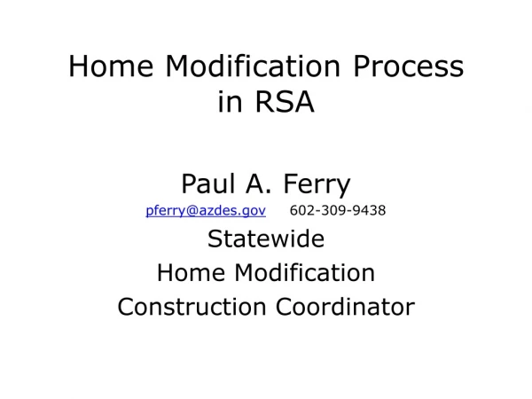 Home Modification Process in RSA