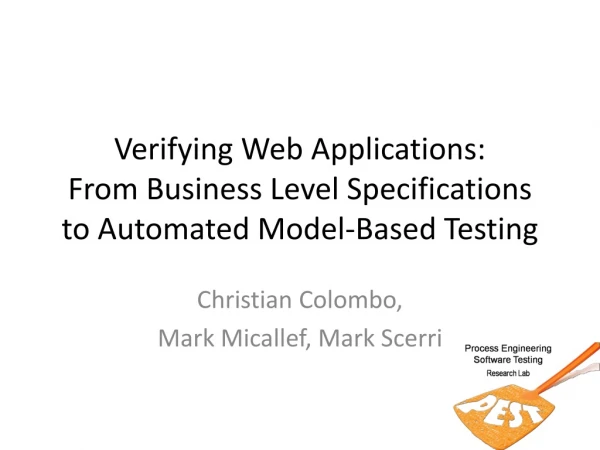 Verifying Web Applications: From Business Level Specifications to Automated Model-Based Testing