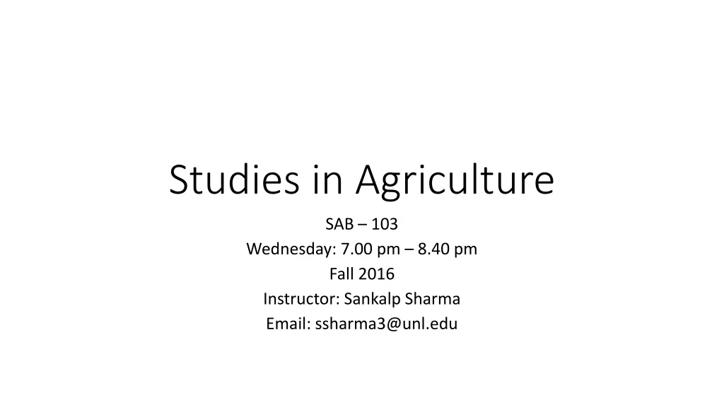 studies in agriculture