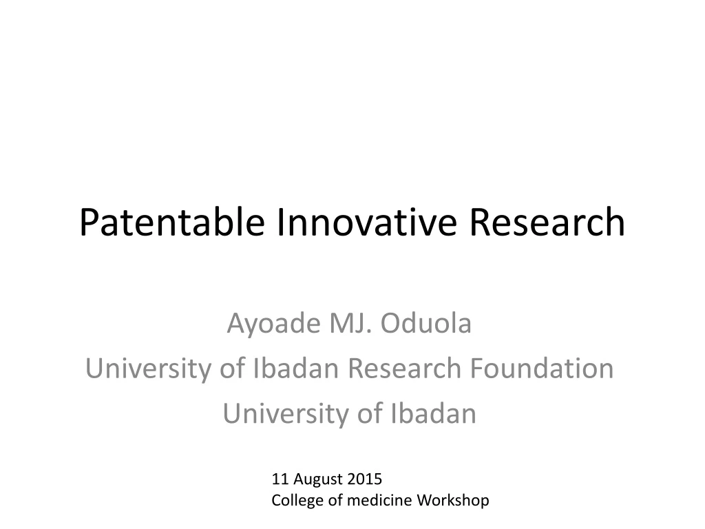 patentable innovative research