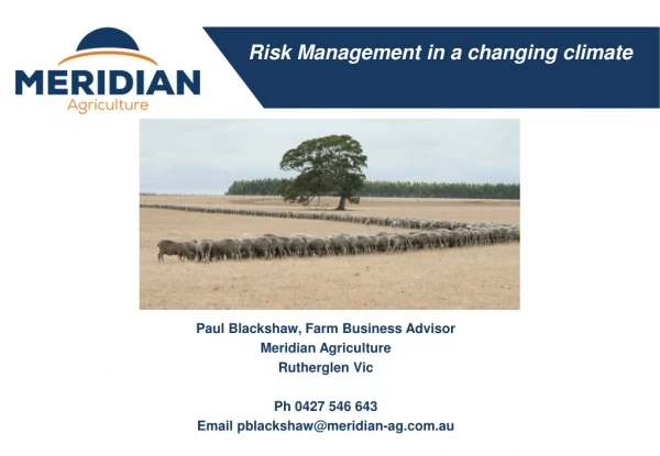 Risk Management in a changing climate