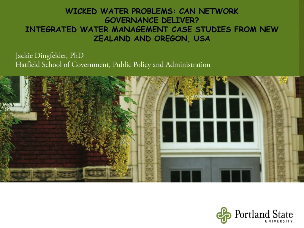 wicked water problems can network governance