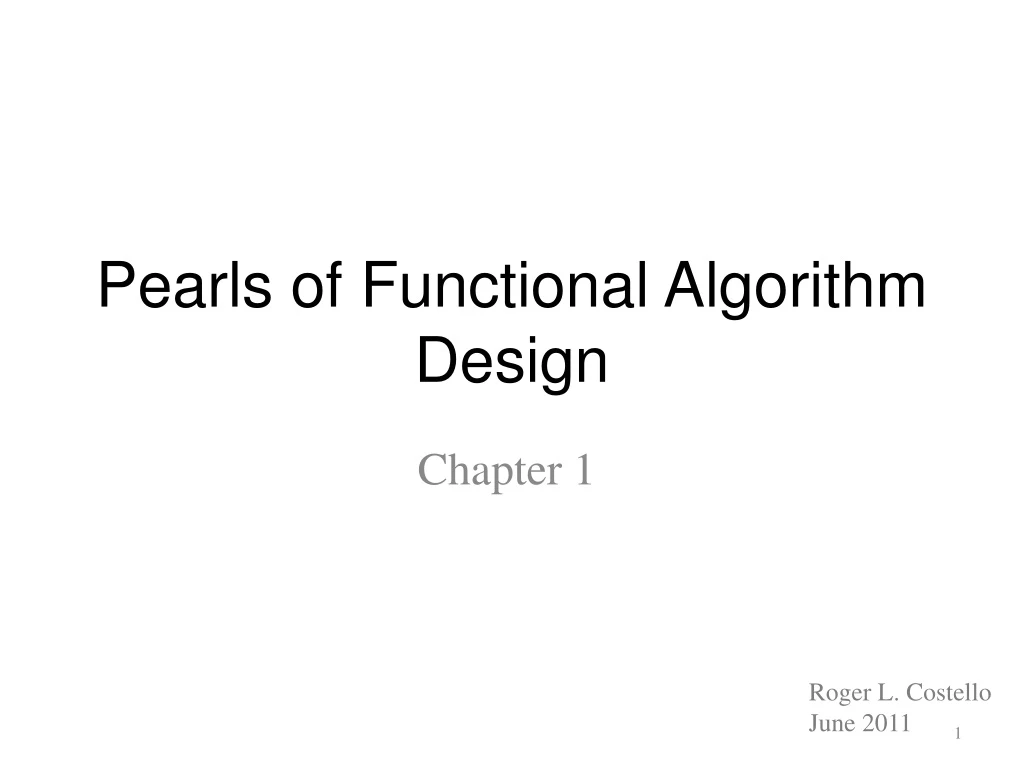 pearls of functional algorithm design