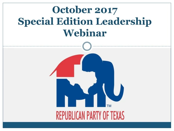 October 2017 Special Edition Leadership Webinar