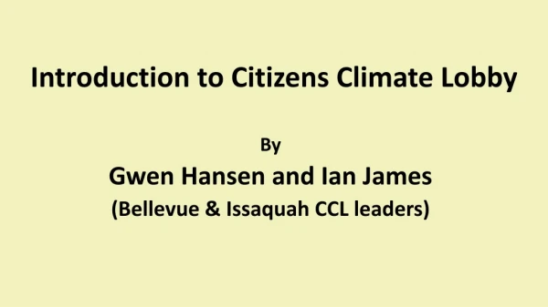 Introduction to Citizens Climate Lobby