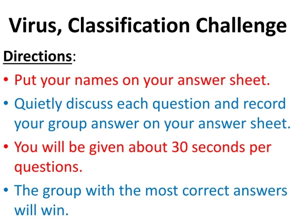 Virus, Classification Challenge
