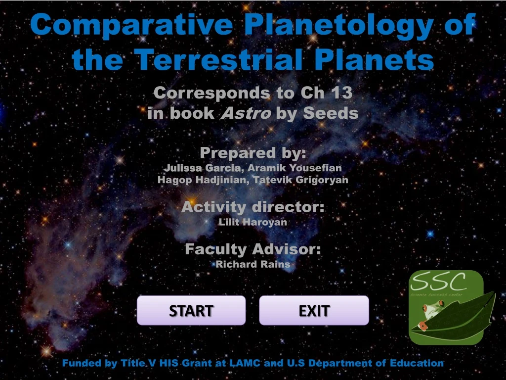 comparative planetology of the terrestrial planets