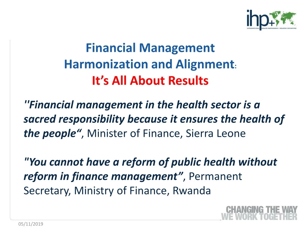 financial management harmonization and alignment