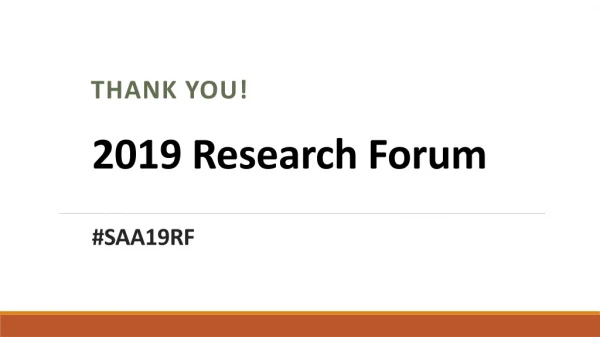 2019 Research Forum # SAA19RF