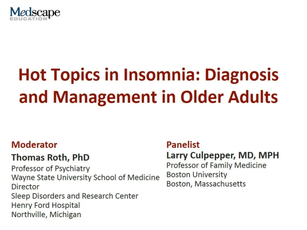 hot topics in insomnia diagnosis and management in older adults