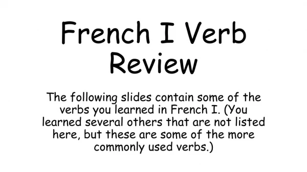 French I Verb Review