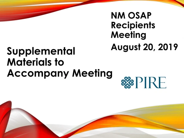 NM OSAP Recipients Meeting August 20, 2019